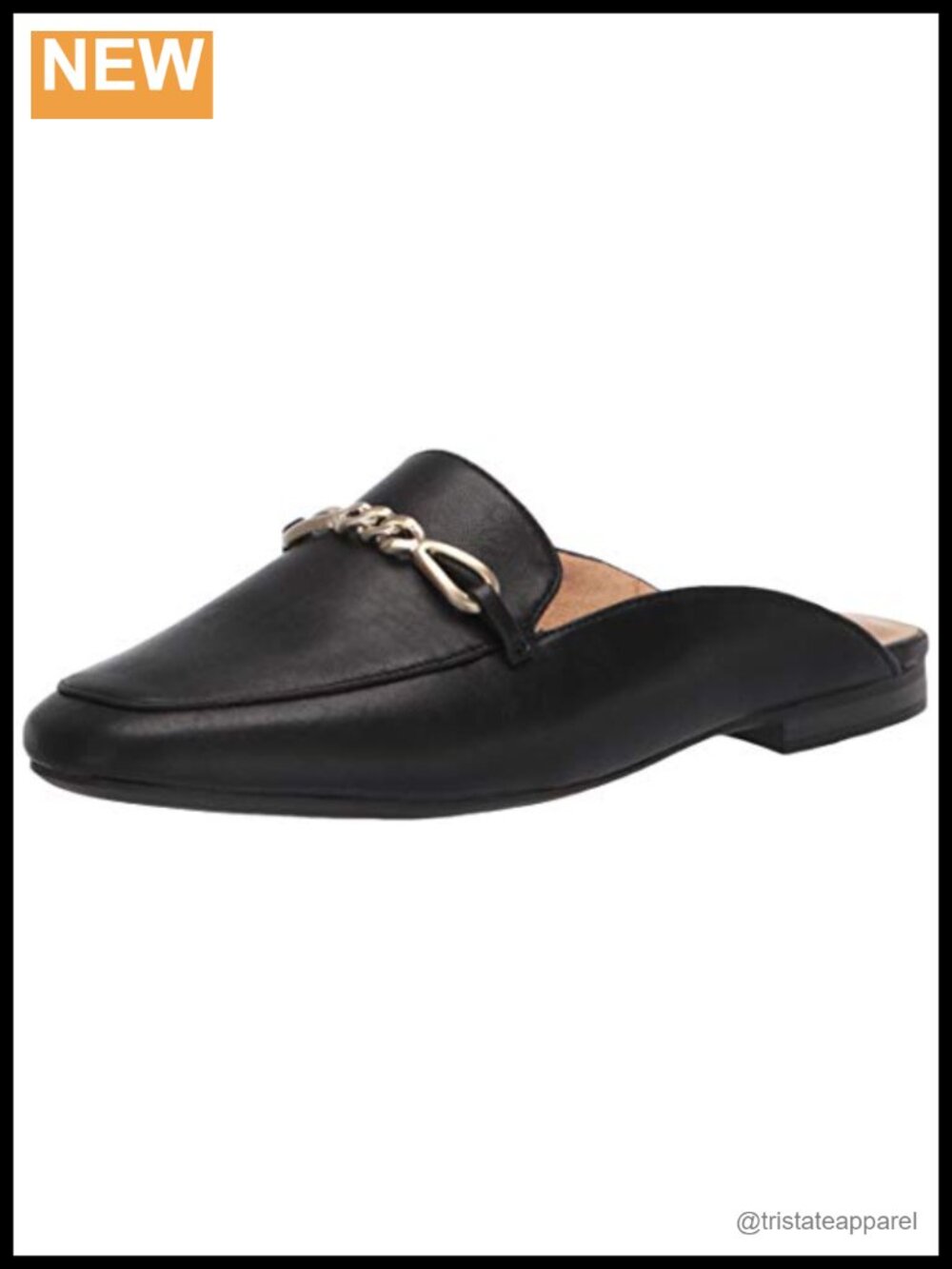 Loafer Mule Slip-On Clog with Horse Bit Ornament & Square Toe